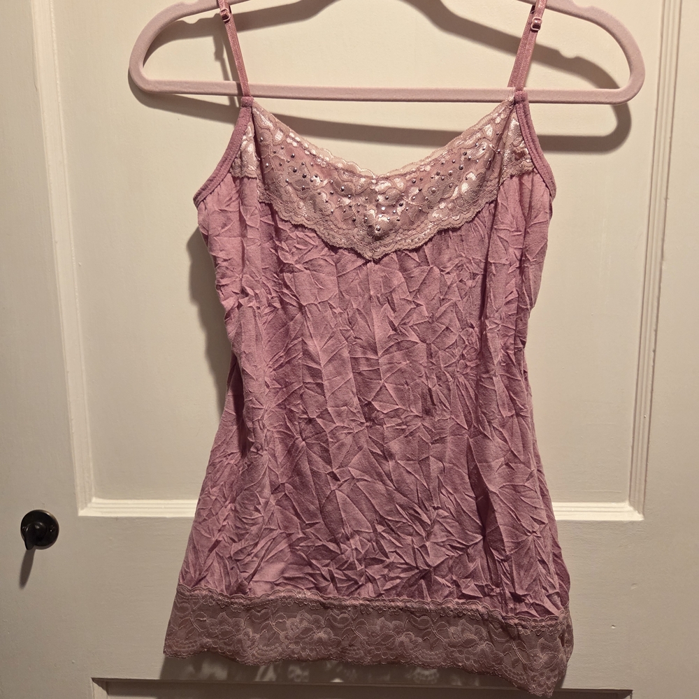 Maurices Pink Lace Trim Camisole